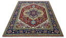 Custom Made Traditional Serapi Rust And Blue Hand Knotted wool area rug by The Rug Decor
