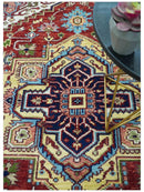 Custom Made Traditional Serapi Rust And Blue Hand Knotted wool area rug by The Rug Decor