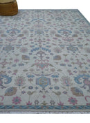 Custom Made Traditional Style Ivory And Blue Hand Knotted Wool Area Rug by The Rug Decor