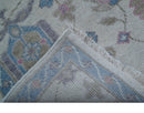 Custom Made Traditional Style Ivory And Blue Hand Knotted Wool Area Rug by The Rug Decor