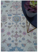 Custom Made Traditional Style Ivory And Blue Hand Knotted Wool Area Rug by The Rug Decor