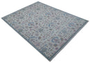 Custom Made Traditional Style Ivory And Blue Hand Knotted Wool Area Rug by The Rug Decor