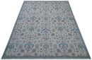 Custom Made Traditional Style Ivory And Blue Hand Knotted Wool Area Rug by The Rug Decor