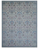 Custom Made Traditional Style Ivory And Blue Hand Knotted Wool Area Rug by The Rug Decor