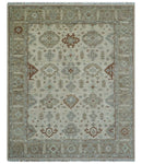 Custom Made Traditional Turkish Beige Hand knotted Wool Area Rug