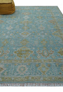 Custom Made Traditional Turkish Blue And Green Hand Knotted Wool Rug
