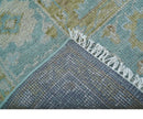 Custom Made Traditional Turkish Blue And Green Hand Knotted Wool Rug