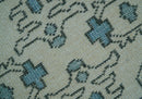 Custom Made Traditional Turkish Blue And Ivory Hand Knotted Wool Area Rug