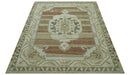 Custom Made Traditional Turkish Design Beige And Rust Hand knotted Wool Area Rug
