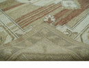 Custom Made Traditional Turkish Design Beige And Rust Hand knotted Wool Area Rug