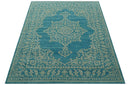 Turkish Hand Knotted Wool Area Rug with Blue and Beige Traditional Heirloom Piece by The Rug Decor