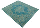 Turkish Hand Knotted Wool Area Rug with Blue and Beige Traditional Heirloom Piece by The Rug Decor