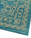 Turkish Hand Knotted Wool Area Rug with Blue and Beige Traditional Heirloom Piece by The Rug Decor