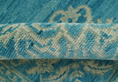 Turkish Hand Knotted Wool Area Rug with Blue and Beige Traditional Heirloom Piece by The Rug Decor