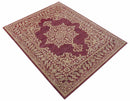Maroon and Beige Turkish Hand-Knotted Wool Area Rug - Custom Made by The Rug Decor