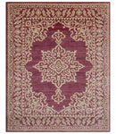Maroon and Beige Turkish Hand-Knotted Wool Area Rug - Custom Made by The Rug Decor