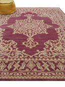 Maroon and Beige Turkish Hand-Knotted Wool Area Rug - Custom Made by The Rug Decor
