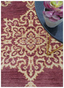 Maroon and Beige Turkish Hand-Knotted Wool Area Rug - Custom Made by The Rug Decor