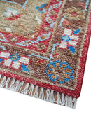 Red and Brown Turkish Hand-Knotted Wool Rug Traditional Design by The Rug Decor