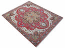Red and Brown Turkish Hand-Knotted Wool Rug Traditional Design by The Rug Decor