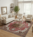 Red and Brown Turkish Hand-Knotted Wool Rug Traditional Design by The Rug Decor