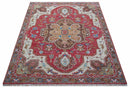 Red and Brown Turkish Hand-Knotted Wool Rug Traditional Design by The Rug Decor