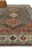 Custom made Traditional Vintage Style Green, Rust and Ivory Turkish design wool Area Rug