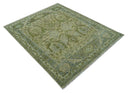 Custom Made Transitional Beige, Green and Blue Hand Knotted wool area rug by The Rug Decor