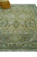 Custom Made Transitional Beige, Green and Blue Hand Knotted wool area rug by The Rug Decor