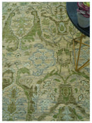 Custom Made Transitional Beige, Green and Blue Hand Knotted wool area rug by The Rug Decor
