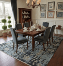 Light Blue Ivory Beige Charcoal Hand-Knotted Wool Area Rug Transitional Modern