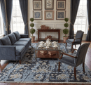 Light Blue Ivory Beige Charcoal Hand-Knotted Wool Area Rug Transitional Modern