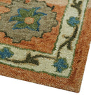 Custom Made Transitional Peach and Blue Hand Tufted Wool Area Rug