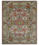 Custom Made Transitional Pink, Green and Ivory Turkish Design wool Area Rug