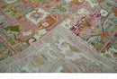Hand Knotted Wool Area Rug Transitional Turkish Pink Green Ivory