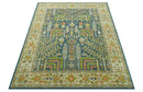 Custom Made Tree of Life Beige And Teal Floral Design Hand Tufted Wool Area Rug by The Rug Decor