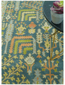 Custom Made Tree of Life Beige And Teal Floral Design Hand Tufted Wool Area Rug by The Rug Decor