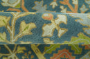 Custom Made Tree of Life Beige And Teal Floral Design Hand Tufted Wool Area Rug by The Rug Decor