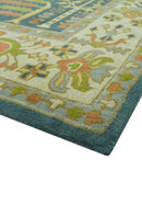 Custom Made Tree of Life Beige And Teal Floral Design Hand Tufted Wool Area Rug by The Rug Decor