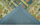 Custom Made Tree of Life Beige And Teal Floral Design Hand Tufted Wool Area Rug by The Rug Decor