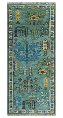 Custom Made Tree of Life Green Hand Knotted Runner Wool Rug by The Rug Decor
