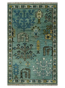 Custom Made Tree of Life Green Hand Knotted Runner Wool Rug by The Rug Decor