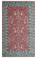 Custom Made Tree of Life Hand Knotted Maroon and Blue Traditional Wool area Rug