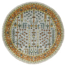 Custom Made Tree of life Rust And Silver Round Hand Knotted Wool Rug