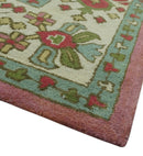 Wool Hand Tufted Area Rug Tree of Life Traditional Floral Dark Peach