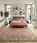 Wool Hand Tufted Area Rug Tree of Life Traditional Floral Dark Peach