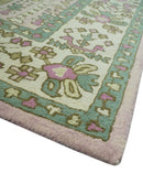 Hand-Tufted Wool Area Rug - Tree of Life Design with Purple, Green, Olive, Beige