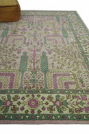 Hand-Tufted Wool Area Rug - Tree of Life Design with Purple, Green, Olive, Beige