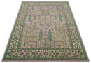 Hand-Tufted Wool Area Rug - Tree of Life Design with Purple, Green, Olive, Beige