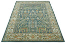 Wool Area Rug Tree of Life - Traditional Teal Silver Green